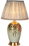 QUEAWOQ Nachttischlampe Kupfer-Tischlampe Nachttischlampe Jingdezhen Keramiklampe Wohnzimmer dekoriert Schlafzimmer LED-Lampen (Farbe: Plissee) Octopus Feet