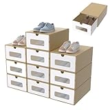 YARDIN 30 Stück Schuhboxen Stapelbar Boxen-Set,Aufbewahrungsbox Schubladen aus Pappe Karton,Schuhkarton Ordnungsboxen mit Transparentes Sichtfensterr,34.5 x 23.5 x 13.5 cm