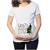 ANHATUIV Mamma Umstands-Top, Schwangere, Weihnachts-T-Shirt für Damen, gerüscht, kurzärmelig, lässig, locker, Schwangerschafts-T-Shirt, Übergröße, Rundhalsausschnitt, lustiger Druck, Mama