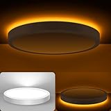 slochi LED Deckenleuchte, 15W 1500LM Deckenlampe, 1800K Nachtlicht Warm, 3000K-6500K, Ultra Dünn Schlafzimmer Lampe für Schlafzimme Wohnzimmer Kinderzimmer-Rund Weiss（Ohne Fernsteuerung）