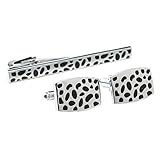 Krawattenklammern und Manschettenknöpfe für Herren, aus Legierung, Schwarz