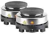 Rosenstein & Söhne Camping Kochplatte: 2er-Set elektrische Mini-Einzel-Kochplatten, stufenlos, je 500 Watt (Minikochplatten, Camping Kochplatte wenig Watt, Induktionskochplatte)