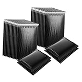 NULYLU 50 Schwarze Luftpolsterumschläge mit Selbstklebendem Verschluss Gepolsterte Versandtaschen für Kleidung und Accessoires Reißfest