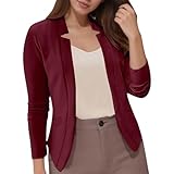 Damen Casual Jacket Einfarbig Slim Fit Taschen Mode Outwear Mantel Täglicher Gebrauch (RD1, XXXXXL)