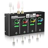 socodox 4-Kanal Kopfhörerverstärker, Kompakter Metall-Stereo-Kopfhörermischer mit 6,35 mm, 3,5 mm & RCA Eingängen, TRS Ausgängen, Stummschaltfunktion und coolem Licht, DC 12V - 14x7x3.1 cm
