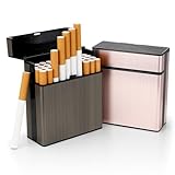 Tapvai 2er-Pack Zigarettenetui, Zigarettenbox Metall mit Schnappverschluss und Trennungsdesign, Zigaretten Kasten Herren für 40 Zigaretten, Metall Zigarettenetui aus Aluminium (Schwarz, Pink)