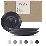 HOMEBERLIN® Untertassen Set | passend für 200ml Design Cappuccino Tassen Set | Untertasse aus hochwertigem Steingut | 100% Handfertigung | Saucer (2pcs, Dark Grey)