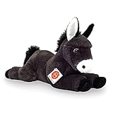 Teddy Hermann 90266 Esel liegend 34 cm, Kuscheltier, Plüschtier mit recycelter Füllung