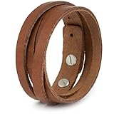 Simaru Lederarmband Herren aus Premium Leder Made in Germany, Männer Armband größenverstellbar in schwarz, braun oder Hellbraun (Hellbraun)