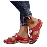 Generisch Orthopädische Pantoletten Damen Sandalen - Damen-Hausschuhe Weite H Sommerschuhe Frauen Sommer Freizeitsandale Bequem Latschen Badelatschen Offene Plateausandalen Freizeit Orthoslipper