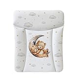 Ceba Baby® weiche Wickelauflage 50x70 cm - Baby Wickelunterlage - Wickeltischauflage für Junge und Mädchen - Wasserdicht, abwaschbar - OEKO-TEX® Standard 100 - Made in EU- Bär auf dem Mond