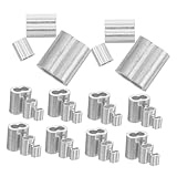 ABOOFAN 150 Stück Drahtseil Aluminiumklemme Drahtseil Crimp Aluminiumhülsen Drahtseilhülse Drahthülsen Kit Kabelcrimps Kabelcrimphülsen Ferrulenhülsen Crimpschlaufenhülse Silber