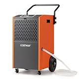 COSTWAY 73 L/Tag kommerzieller Luftentfeuchter, industrieller Bautrockner mit Ablaufschlauch & 24H Timer, tragbarer Entfeuchtungsgerät mit Rollen für Keller, Lager, Baustelle bis zu 695m³ (Orange)