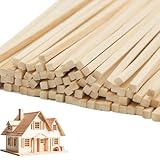 40 Stück quadratische Holzstäbchen - Unbearbeitete Dübelleisten (5 x 5 x 305 mm), Ideal für Bastelprojekte, Kunst und Holzarbeiten, Perfekt für kreative DIY-Ideen und Modellbau