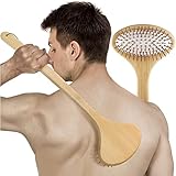 Oning Bambus Rückenkratzer Mit Extra Breitem Kopf Holz Kratzhand Rückenkratzer lange Griff Scratcher am Rücken, Nacken, Beine Massage Ideal Thanksgiving Geburtstag Geschenk Für Erwachsene (ca. 40 cm)