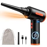 【Bürstenloser Motor 90000RPM】Reesibi 90W Elektrische Staubgebläse mit LED-Licht, 3-Gang, 7500mAh, 15W Schnelle Aufladung, Kühlkörper-Design, Ersetzt Druckluftspray für PC, Tastatur, Büro und Auto