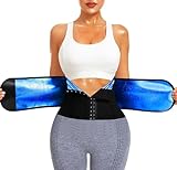 LMCOB Sauna-Taillentrainer für Damen, Taillentrimmer, Korsett für Bauchwickel, Workout, Bauchgürtel, Band, Reißverschluss, Boday Shaper, Blue Linging, X-Large