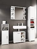 VCM 4-TLG. Komplett Badmöbel Badschrank Bad Unterschrank Hochschrank Set Zalo I Weiß