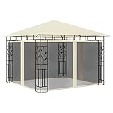 Pavillon mit Moskitonetz 3 x 3 x 2.73 m, Stahlrahmen, UV-Schutz, Ideal für Garten und Outdoor-Events, Zelt Pavillon, Camping Pavillons, Creme, 180 g/m²