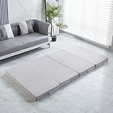 Tragbare Doppel-Klappmatratze mit waschbarem Bezug, rutschfeste Bodenmatratze für Sofa, Bett, Gästematte, Camping und Reisen, 200 x 80 x 10 cm, Grau