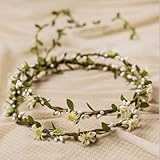 Uongeod Blumenkranz Haare Haar (2 Stück in einer Packung) Blumenkranz Künstliche Blumen Krone Braut Kopfstück Greenery Krone Haarreif Blumen für Hochzeit Zeremonie Party Festival … (White and grenn)