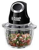Russell Hobbs Zerkleinerer elektrisch Mini [Glasbehälter inkl. Aufbewahrungsdeckel] Matt Schwarz (500ml, Gemüsezerkleinerer, Mixer, Multi-& Universalzerkleinerer f. Gemüse, Obst & Fleisch) 24662-56