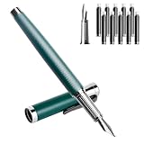 Luxus Füllfederhalter Set, Schönschreibfüller Enthält zwei Federn, Kalligraphie Füller mit 10 Tintenpatronen, Füller Set, Stiftgeschenkset für Damen und Herren, Fountain Pens für Büro und Kunst, Grün