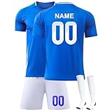 Personalisierbares Kinder Fußballtrikot Set 2024/2025 mit Namens-/Nummernaufdruck – T-Shirt, Shorts und Stutzen – Für Jungen und Mädchen Italien-Trikot