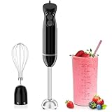 Bonsenkitchen 3 in 1 Elektrischer Stabmixer, 1000W Pürierstab Mit Messbecher und Schneebesen, 2 Geschwindigkeitsstufen, für Milchshake, Püree, Sauce, HB3202 (Schwarz)