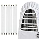 Zuahaly 6 Stück Verstellbare Bügeltischspanner – Universelle Bettlakenspanner und Bügelbezugsspanner, Ideal für Bügelbrett, Bettlaken und Sofabezüge, Weiß，Robuste und Langlebige Materialien
