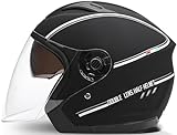 Retro Motorradhelm Jethelm Mit Doppelvisier, DOT/ECE-Zertifizierung Rollerhelm Mopedhelm Mofa Chopper Helm, Open-Face-Helm Halbschalenhelm Für Damen Und Herren Erwachsene 11,58-62CM