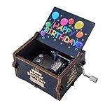 Qaixwuyi Spieluhr Holz Happy Birthday Spieldose Handgekurbelte Spieluhr Retro Musik Spieluhr Geschnitzte Spieldose Mini Handkurbel Spieldose Geburtstagsgeschenk für Familie Freunde