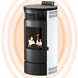 UMBRELLA® Pelletofen PR8 - Pelletheizung mit 9 kW – Pelletofen – Pelletofen Elektrokamin Wi-Fi Ready – Pelletofen mit hoher Wärmeabgabe & Überhitzungsthermostat weiß