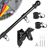 DBREAKS 1.5m Fahnenmast mit Halterung, Fahnenhalter aus Edelstahl, Wandhalterung Fahnenstange, Flaggenmast mit Tangle, Fahnenstange Zubehör für Flagge Haus&Garten(Schwarz)