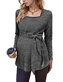 hohololo Umstandspullover Frauen Langarm Schwanger Oberteil Damen Tuniken Gestrickt Schwangerschaft Pullover