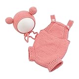 Foto-Requisiten für Babys, Jungen, Mädchen, Uni, Strickoverall und Mütze, Fotokleidung, Kopfbedeckung, Foto-Kostüm, Neugeborenen-Outfit