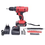 Akku-Schlagbohrmaschine 21V, Bohrhammer Motor mit LED-Licht, 45 Nm 1500 mAh Bohrschrauber Schlagbohrschrauber Set mit 29-teiliges Bohrer- und Bohrerset
