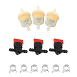 Kraftstoffgas-Absperrventile, Filter, Klemmen, Zubehör für Gartensense, Rasenmäher, 3 Kraftstofffilter, 3 Absperrventile, 6 Klemmen