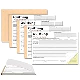 5 Stück A6 quer Quittungsblock Nummeriert Rechnungsblock ohne Durchschlag 2 x 40 Blatt Mikroperforiert Selbstdurchschreibend Quittungsbuch ohne Mehrwertsteuer für Kleinunternehmen