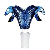 Smokerhontas Bong Kopf Double Snake aus Glas/Kleiner Durchlass - Doppelte Schlange Glaskopf für Bong & Wasserpfeife - SG: 18,8 mm (Blau)