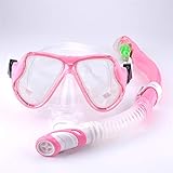 KFGISD, Tauchmasken Schnorchelmaske Schwimmbrille Schnorchelset Anti-Beschlag-Schwimmbrille Volltrocken-Atemschlauch Scuba ,Tauchmaske(Pink)