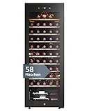 Haier Weinkühlschrank 50 SERIE 3 HWS58GGH1 I Weinklimaschrank für 58 Flaschen I Moderner Wine Fridge mit UV-Glastür & 10 Holzregalen I Wine Cooler mit Wi-Fi & Touch-Display I Vibrationsarme Lagerung