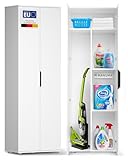 MANUMA® Besenschrank 60 cm breit - Hochwertiger Mehrzweckschrank Basic inkl. edlem Aluminium Griff - Haushaltsschrank schmal - Putzschrank Hauswirtschaftsraum Möbel