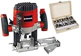Einhell Oberfräse TC-RO 1155 Kit (1100 Watt, Ø 6 und 8 mm, Drehzahlregulierung, Parallelanschlag, Absaugadapter, inkl. Zubehör & diverse Fräser)