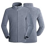 Générique Fleecejacke für Herren, Wintermantel, Herbst, schmal, lässig, Stehkragen, Reißverschluss, Tasche einfarbig, grau, XXXXL