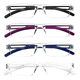COJWIS 4er-Pack Rahmenlose Lesebrille für Damen und Herren Leicht und Bequem Anti Blaulicht Lesehilfe /TR90 Brille (4 Farbe Mischen, 1.75, multiplier_x)