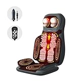 Massagesitzauflage, Rückenmassagegerät mit Wärmefunktion, Shiatsu Massagematte für Auto/Zuhause, Massagematte Ganzkörpermassage mit 3D-Massierköpfen und Vibration (Schwarzgrau)
