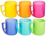 Kigima Plastikbecher mit Henkel 0,3l 6er Set Rainbow – bunte, extra stabile Trinkbecher für Kinder, Partys, Festivals – Mehrweg Kunststoffbecher – Becher aus Plastik – wiederverwendbare Plastik-Becher
