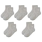 Nanmuir Knöchelsocken für Kleinkinder, Baumwolle, Netzstoff, dünn, atmungsaktiv, einfarbig, für Jungen, Mädchen, Kinder 2–9 Jahre, 5 Paar, GRAU, 7-9 Years