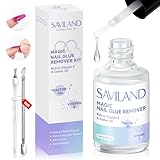 Saviland Nagelkleberentferner-Set: Rizinusöl,Vitamin E,Nagelkleberentferner für Kleber auf den Nägeln,Nagelhautschieber,zum Aufdrücken der Nägel,künstliche Nägel,Nagelgabel,Aufdrücken von Nägeln